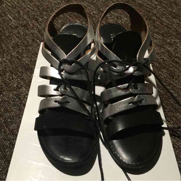 Matisse Black Silver Lace Up Wedge Shoe - Picture 2 of 4